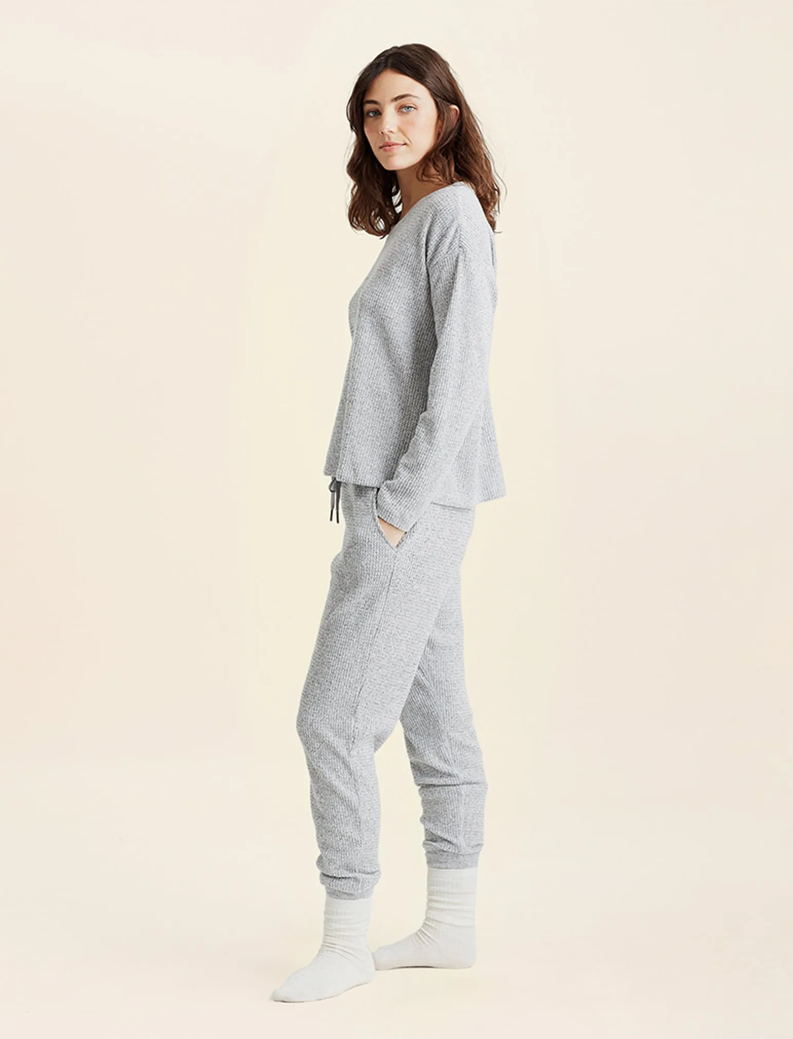 Super Soft Waffle V-Neck Top and Jogger Set