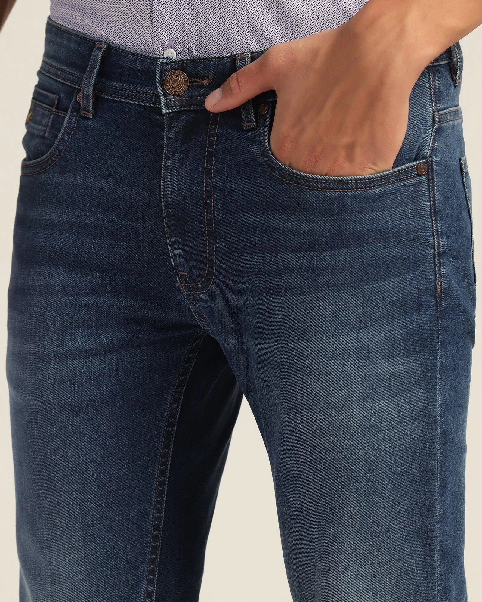 Superflex Skinny Cropped Fiji Fit Indigo Blue Jeans - Derek