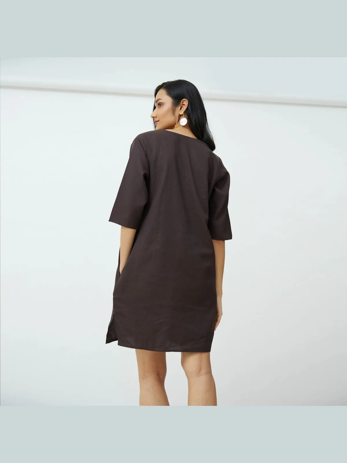 Tencel Solid V-Neck Dress