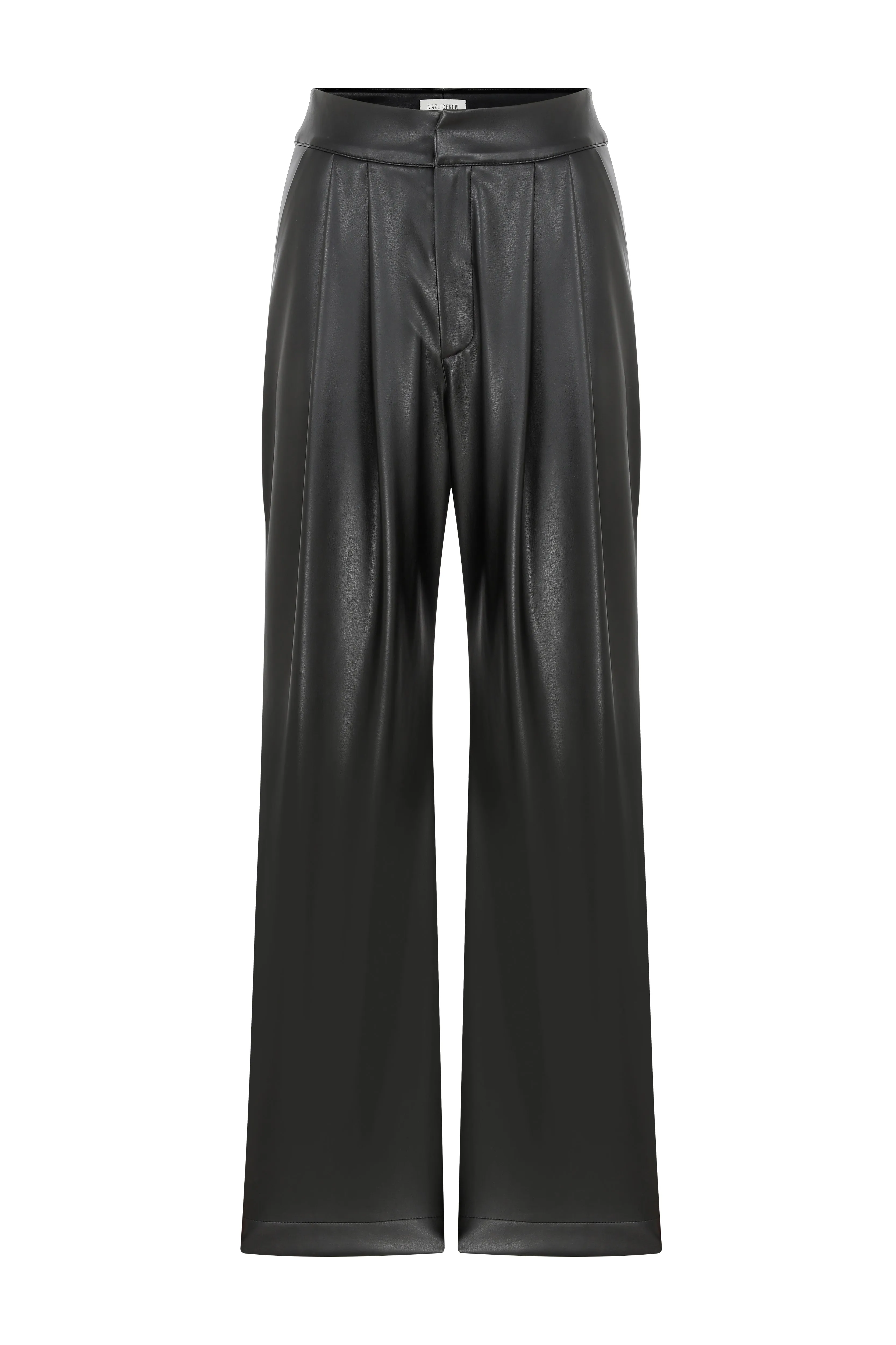 Tina Vegan Leather Trousers in Noire