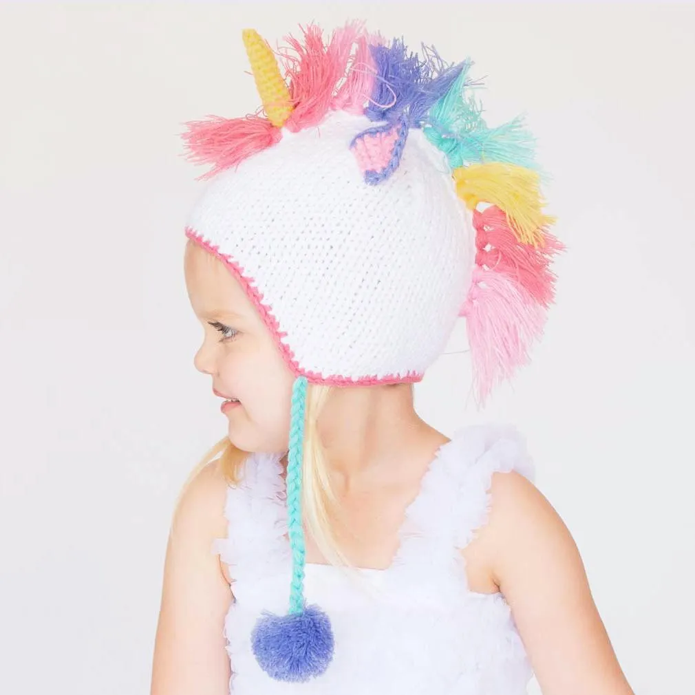 Unicorn Pastel Earflap Beanie Hat