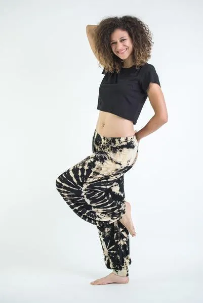 Unisex Tie Dye Cotton Harem Pants in Black White