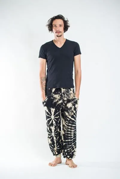 Unisex Tie Dye Cotton Harem Pants in Black White