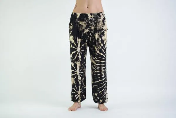 Unisex Tie Dye Cotton Harem Pants in Black White