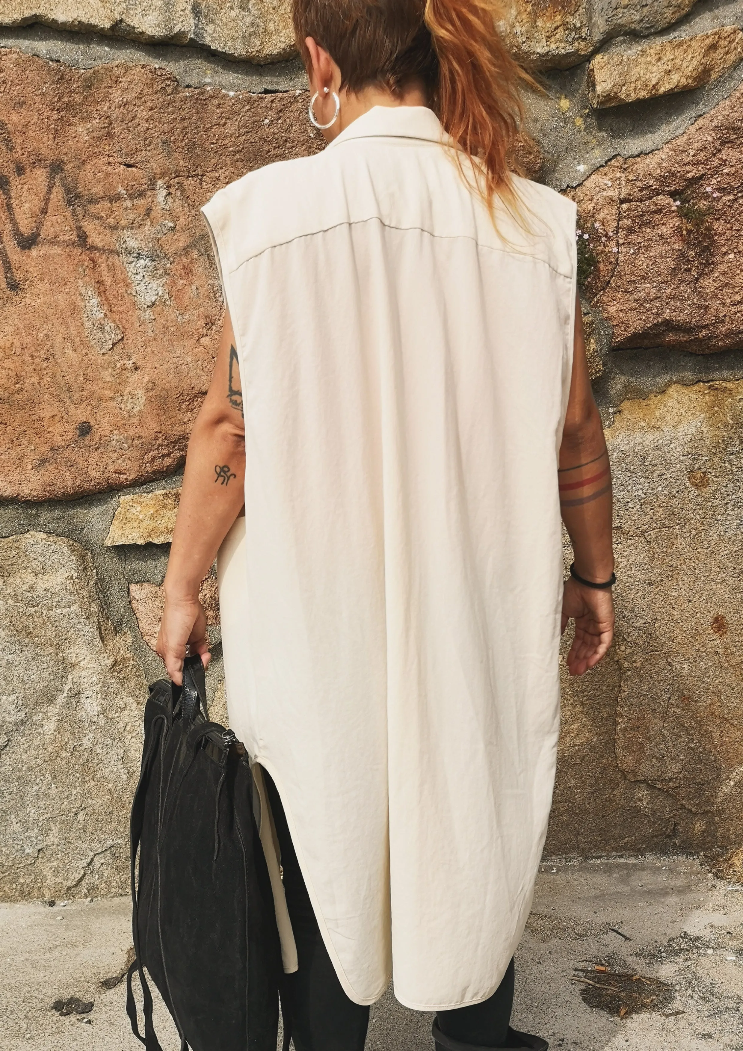 VEST/DRESS LONG SLEEVELESS - creme