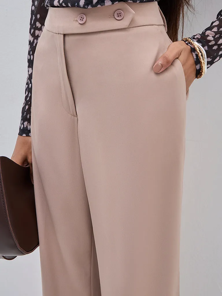 Wardrobe Beige High-Rise Trousers