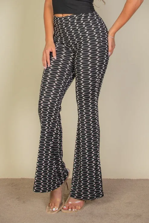 Wavy Print High Waist Flare Pants (CAPELLA)