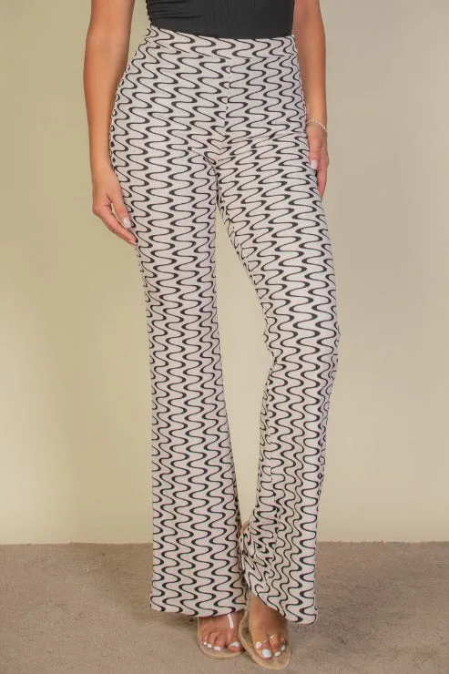 Wavy Print High Waist Flare Pants (CAPELLA)