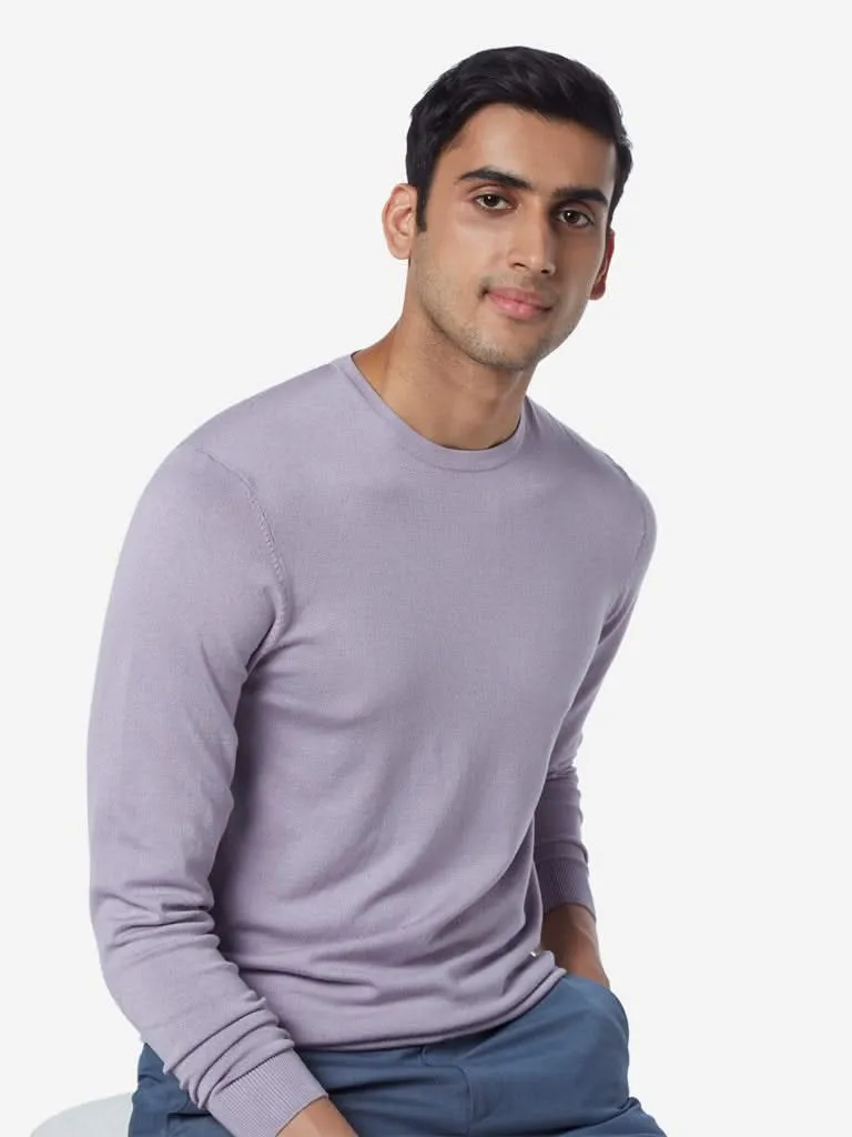 WES Formals Lilac Slim-Fit Knitted Sweater