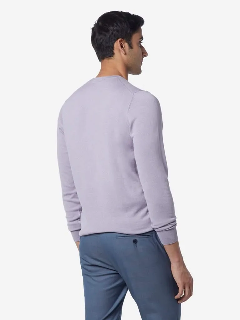 WES Formals Lilac Slim-Fit Knitted Sweater