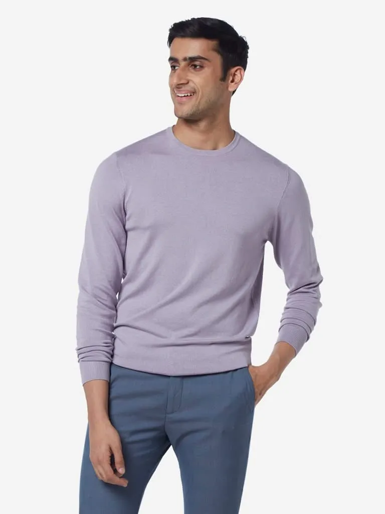 WES Formals Lilac Slim-Fit Knitted Sweater