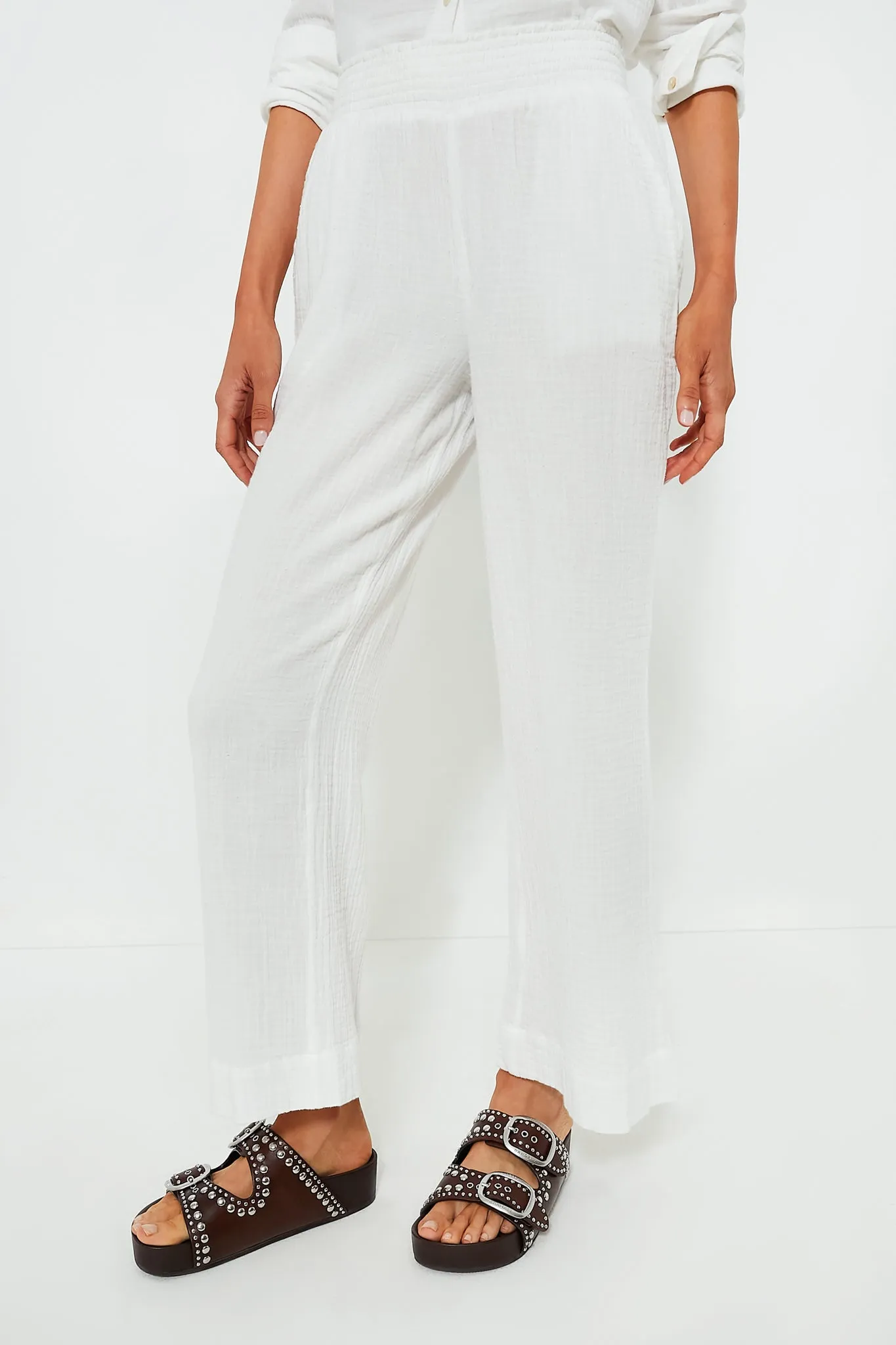 White Dream Cotton Gauze Wide Leg Pant