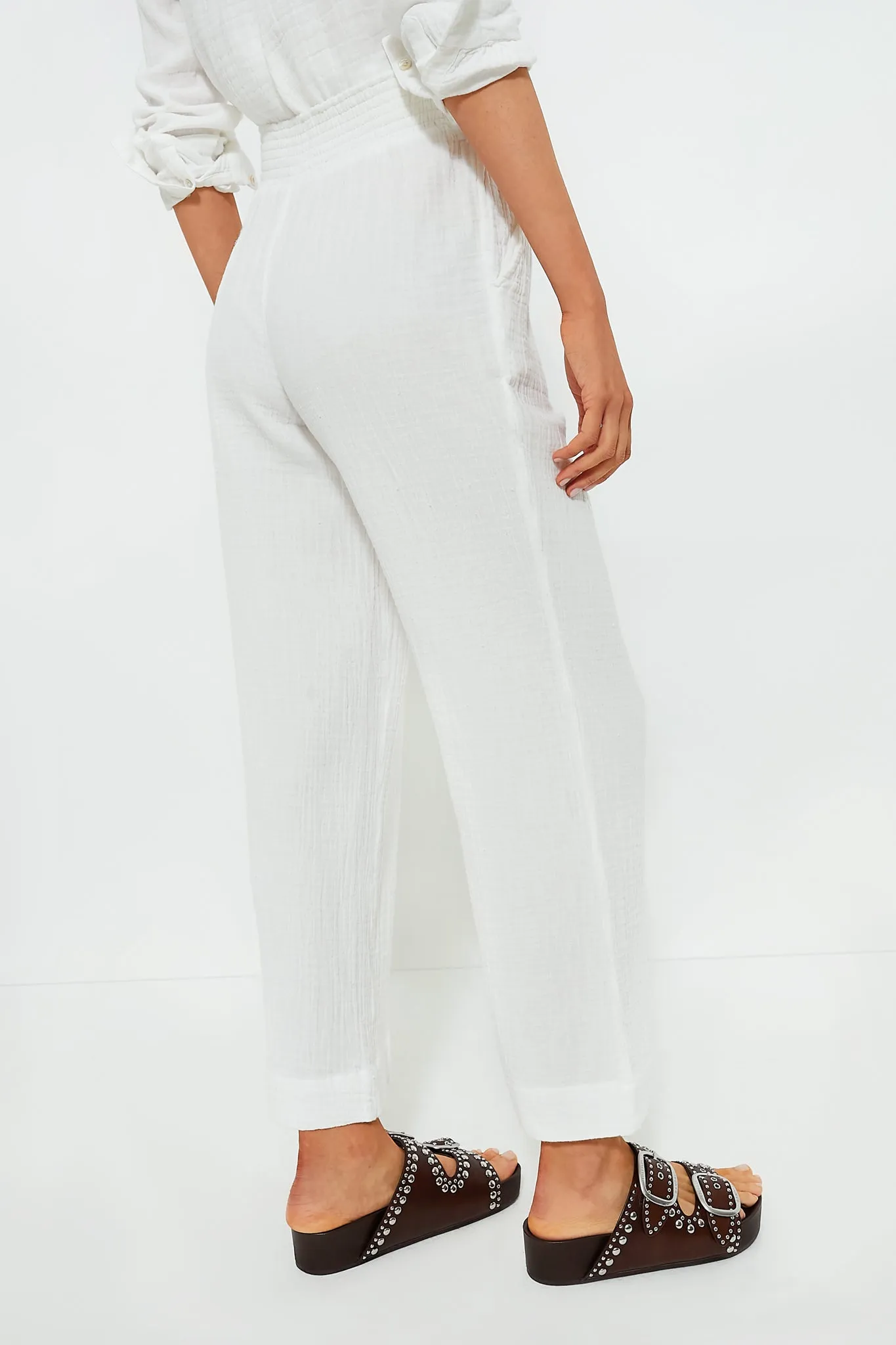 White Dream Cotton Gauze Wide Leg Pant