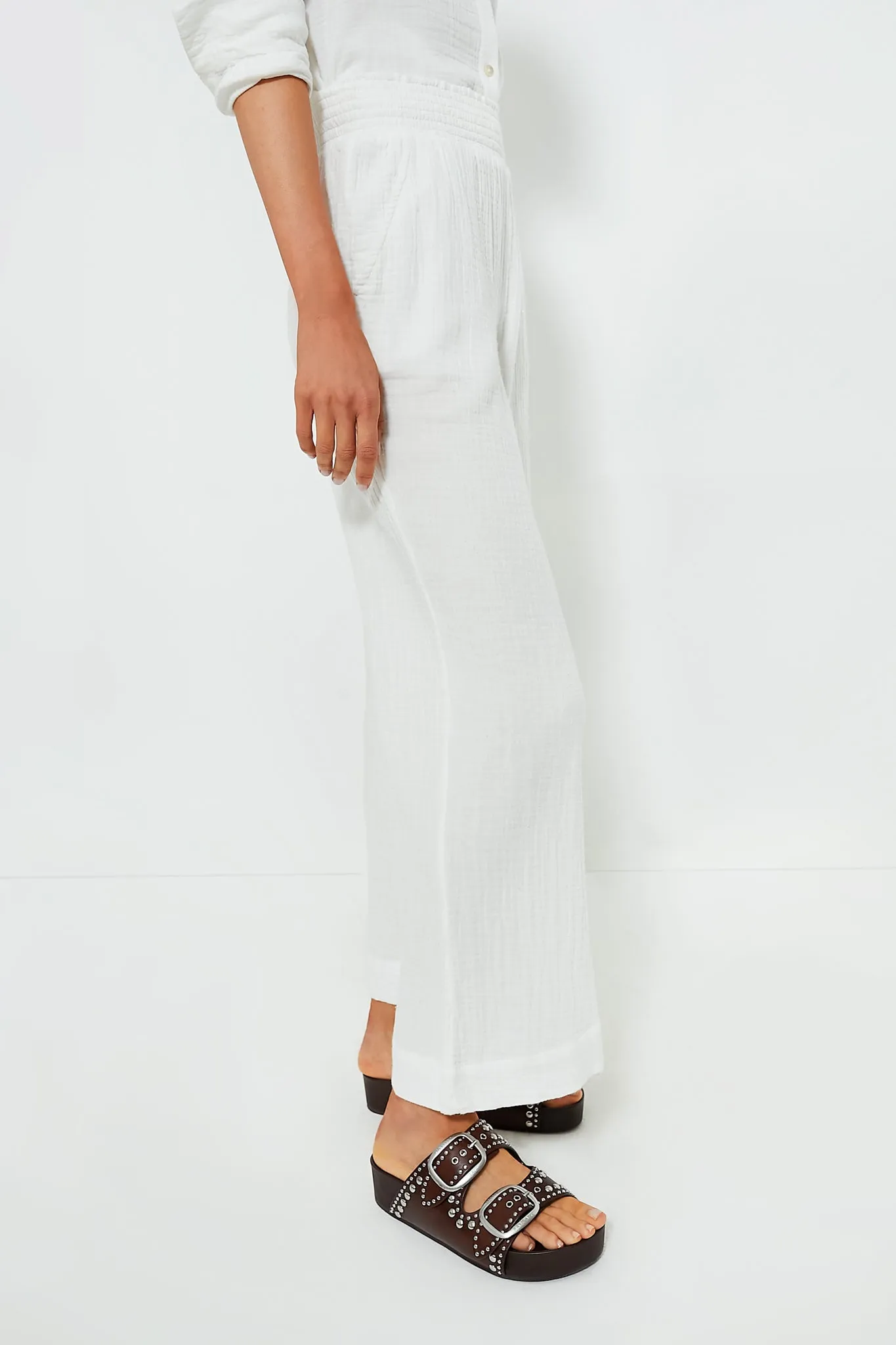 White Dream Cotton Gauze Wide Leg Pant