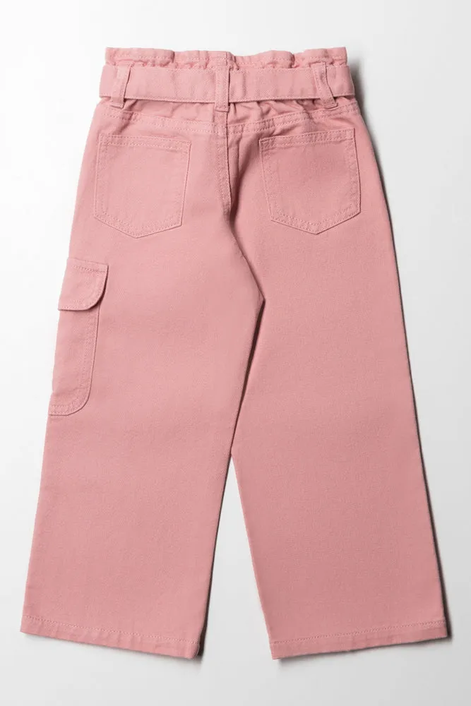 Wide Leg Denim Jeans Pink