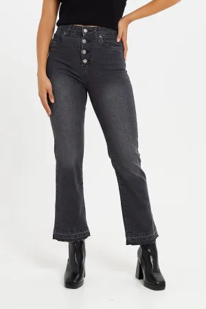 Women Grey Waist Straight Fit Jeans