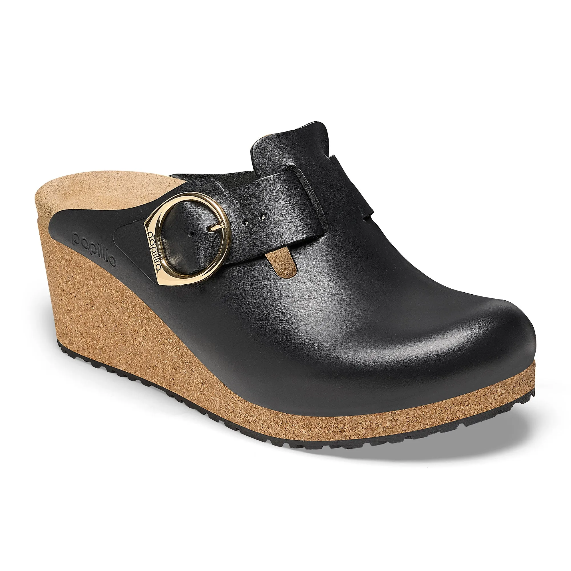 Women's Birkenstock Papillio Fanny Ring-Buckle Leather Color: Black